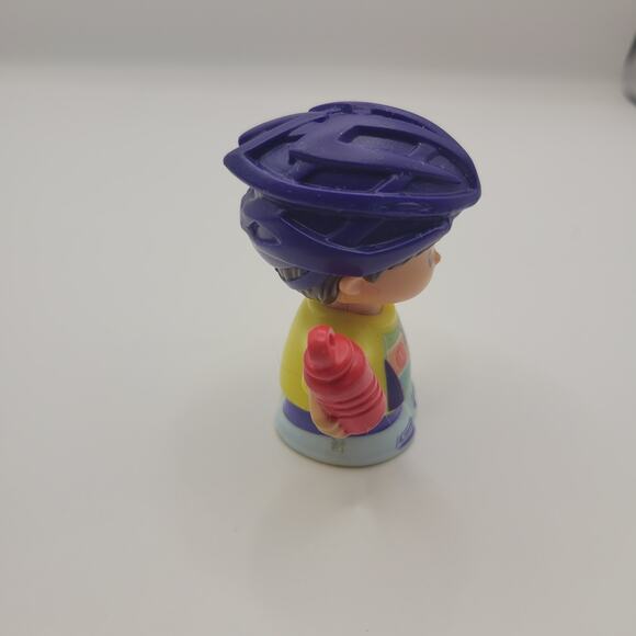 Fisher Price Little People Bicycle Rider Bike Boy Purple Helmet Water Bottle - Picture 3 of 5